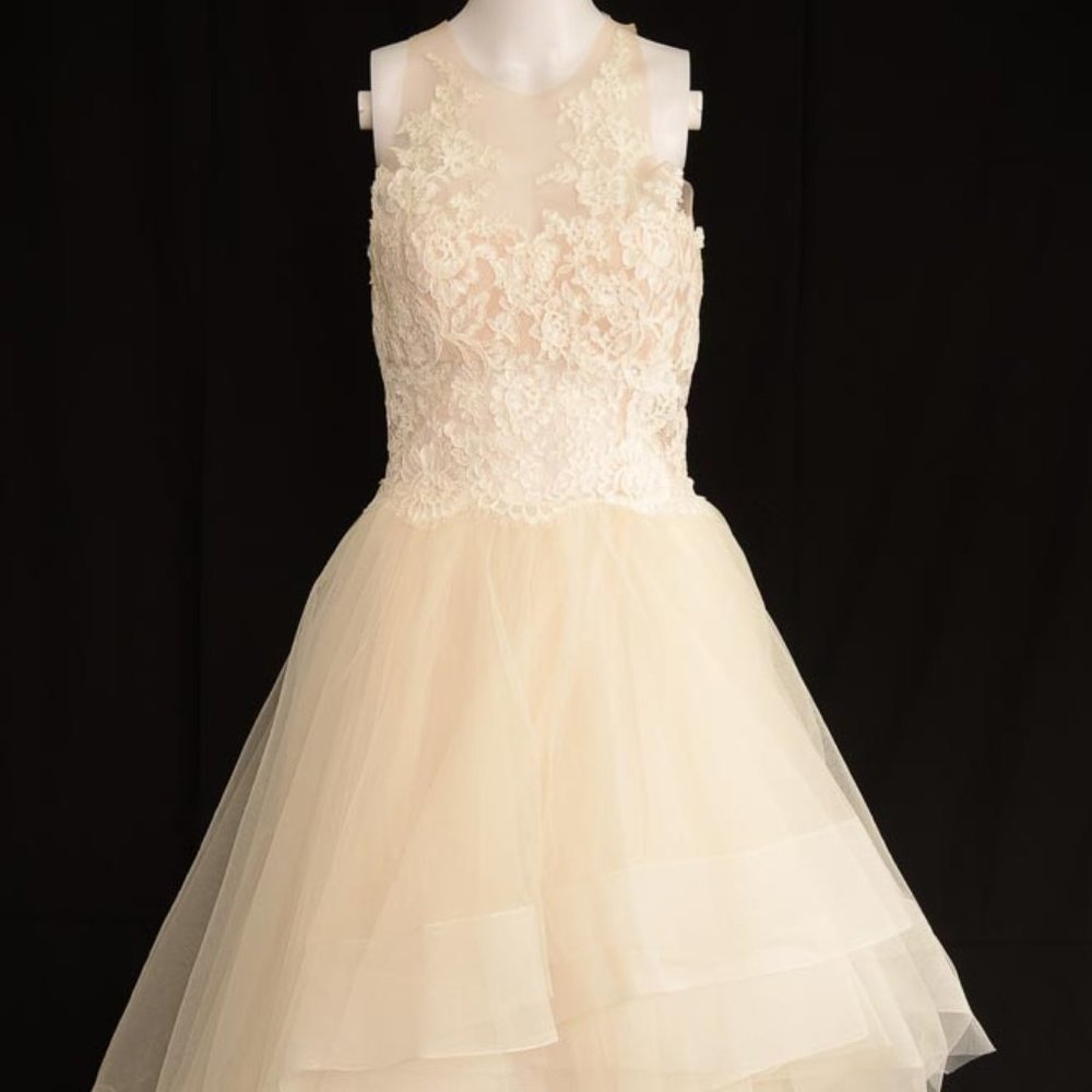Bliss Monique Lhuillier ruffle tiered wedding gown